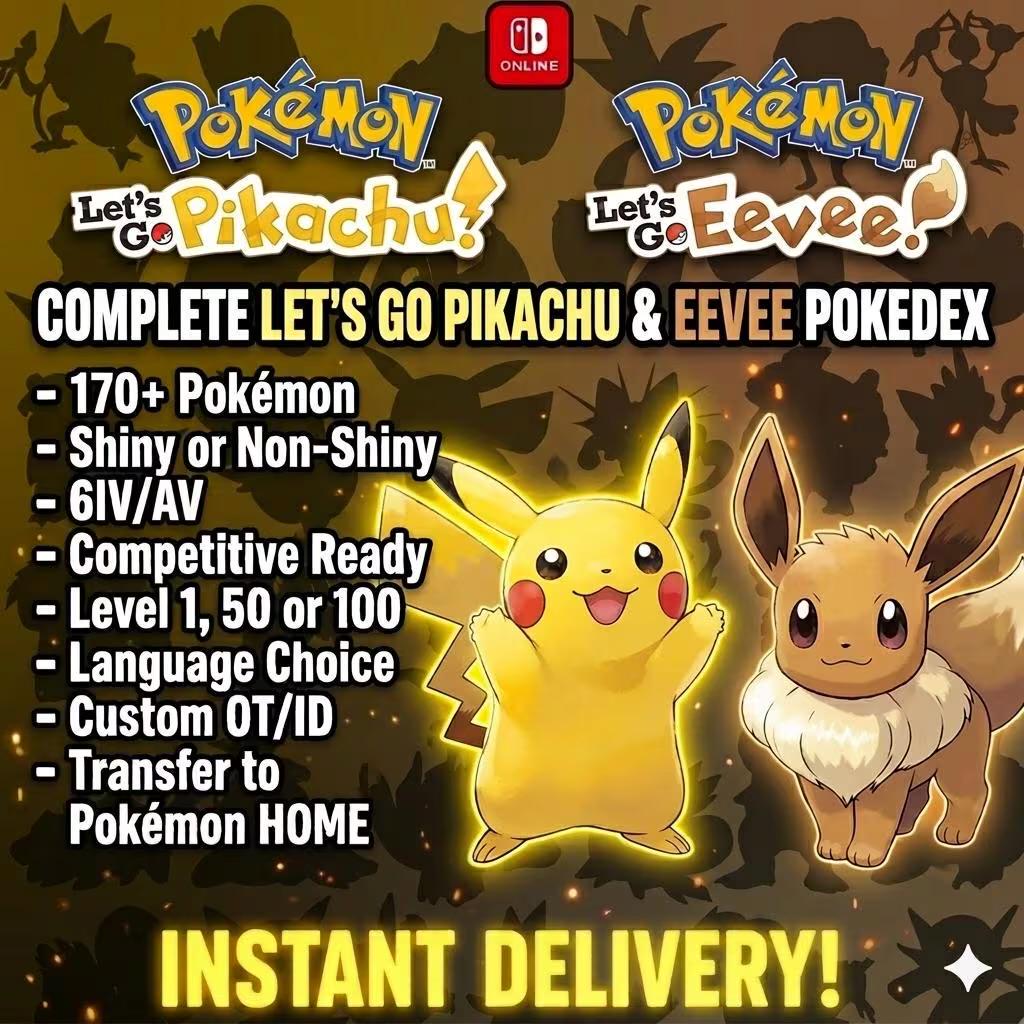 Complete Lets Go Pikachu Eevee Living Dex Pokémon HOME Kanto Pokedex - Pokémon Let's Go Pikachu & Eevee digital Pokémon trade