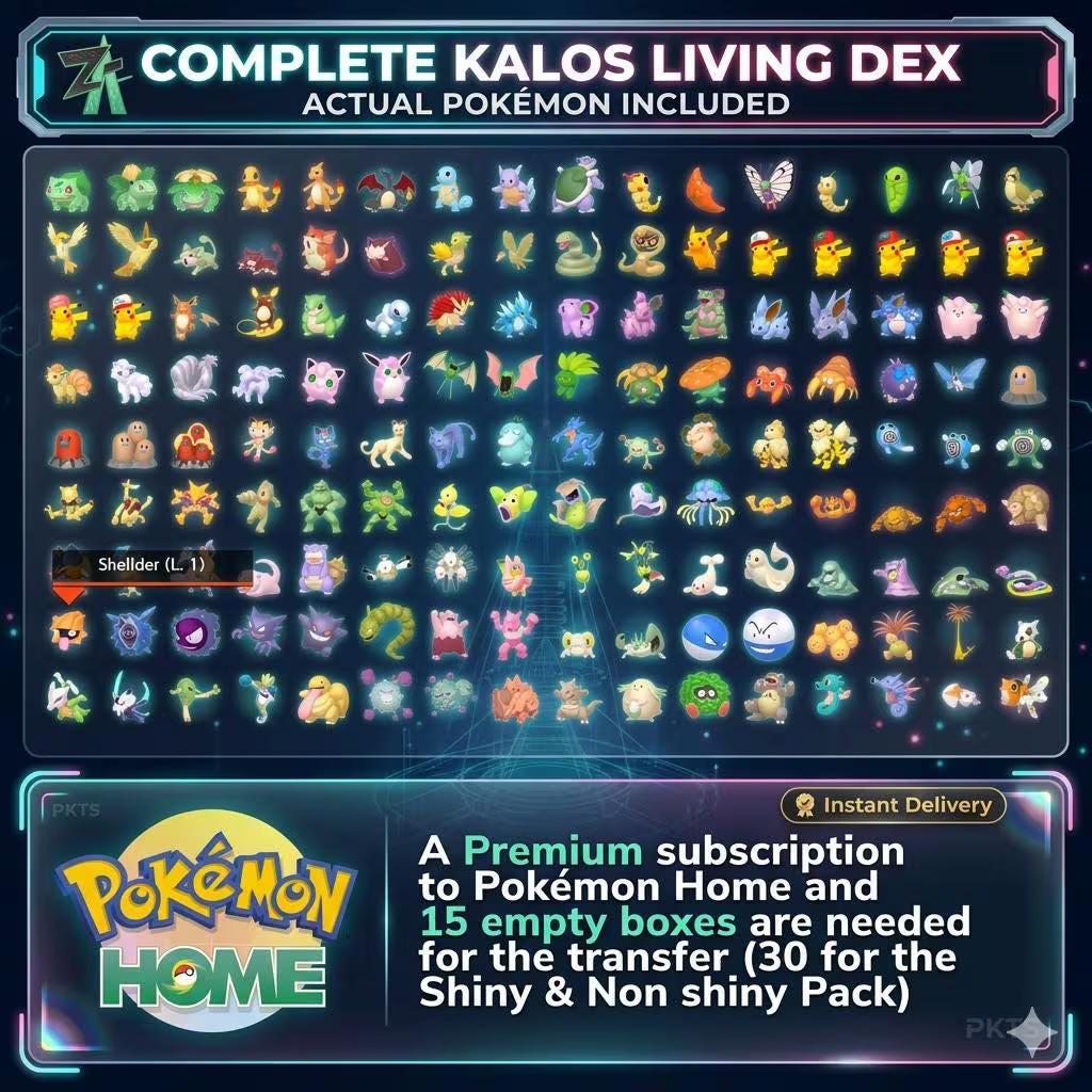 Pokemon Legends ZA Complete Living Dex Shiny Kalos Pokedex Pokémon HOME - Pokémon Legends: Z-A digital Pokémon trade image 2
