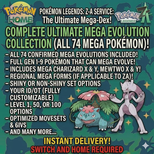 HOME TRANSFER 74x Shiny Mega Evolution Pokémon Pack – Legends Za Pre Order Pokémon - Pokémon Legends: Z-A digital Pokémon