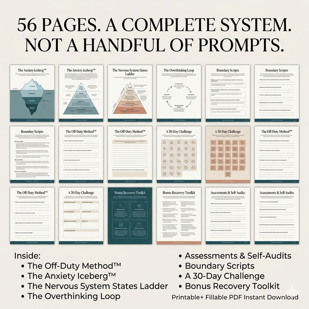 High Functioning Anxiety Workbook Printable PDF Stop Overthinking People Pleasing Boundaries Emotional Exhaustion Self Help - Image 6