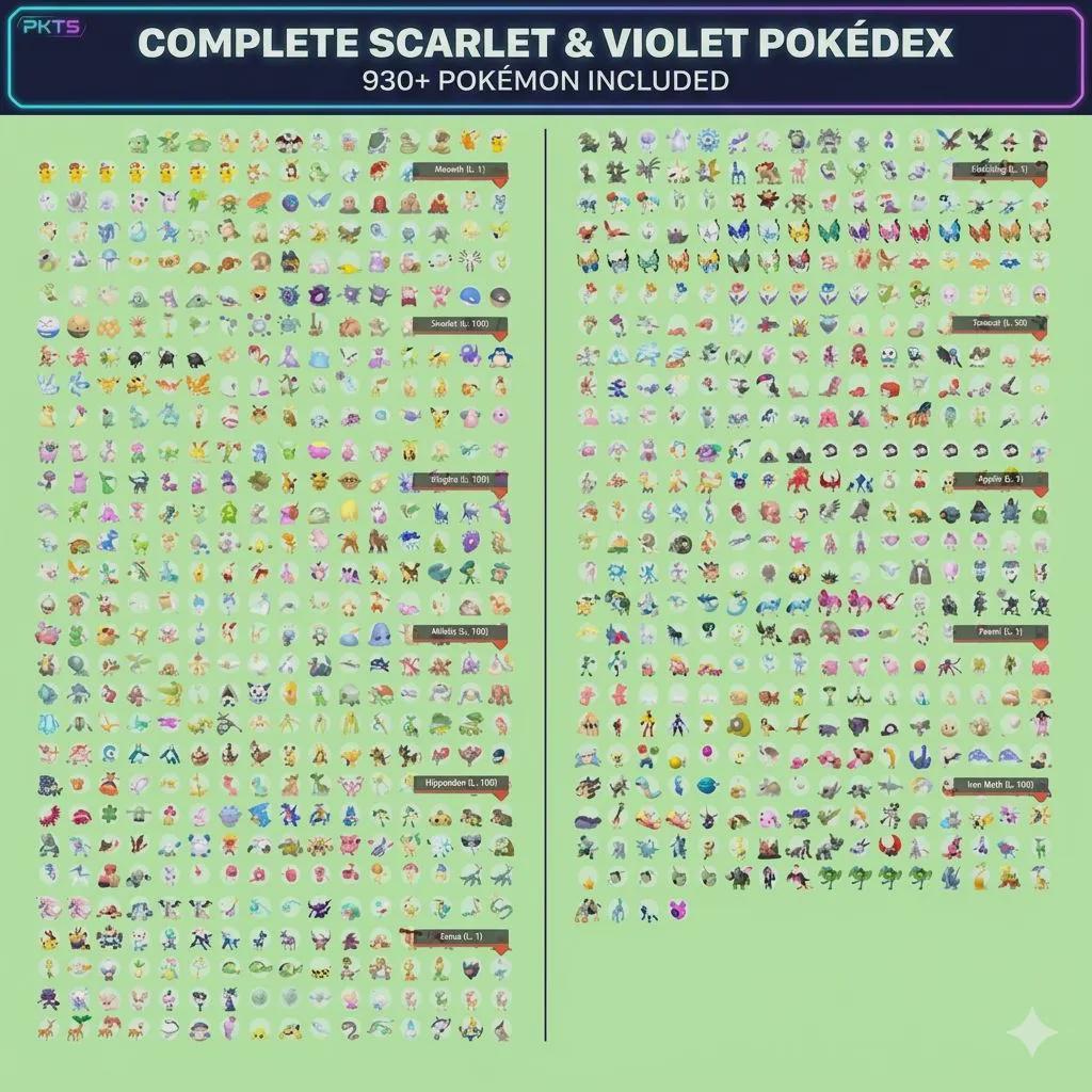 Complete Pokemon Scarlet Violet Pokedex Unlock the Shiny Charm All 930 Pokemon Paldea Kitakami Blueberry Fast Safe Trade - PokeTradingShop