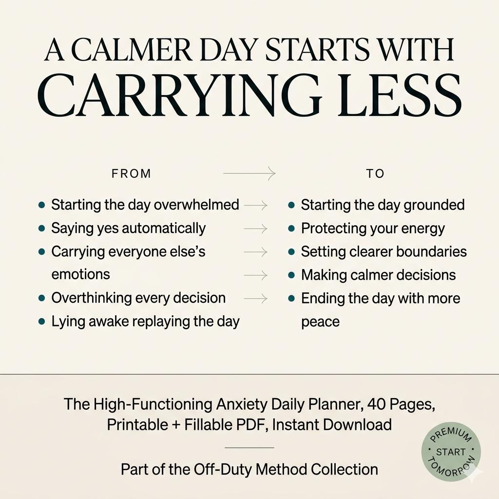 High Functioning Anxiety Daily Planner PDF Overthinking & People Pleasing Planner Boundary Setting Workbook Printable Self Care Planner - PokeTradingShop