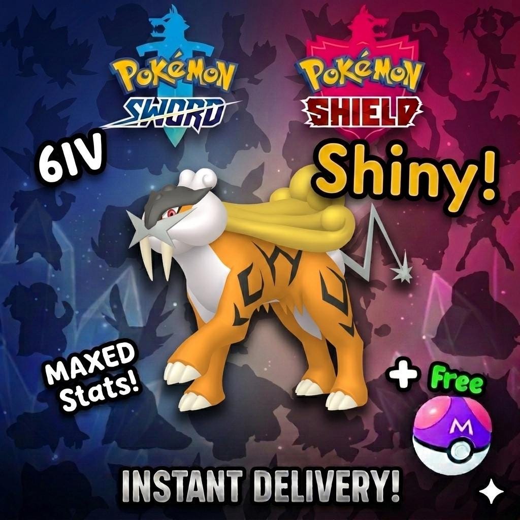 Shiny RAIKOU Pokemon Sword Shield 6IV Competitive Battle Ready