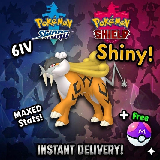 Shiny RAIKOU Pokemon Sword Shield 6IV Competitive Battle Ready