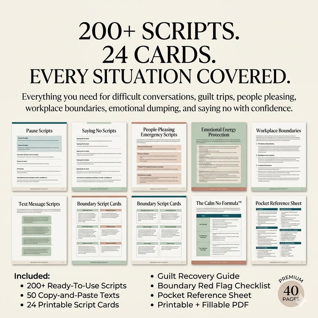Boundary Scripts Toolkit Saying No Without Guilt People Pleasing Recovery 200 Plus Boundary Scripts Copy Paste Texts Healthy Boundaries PDF - PokeTradingShop