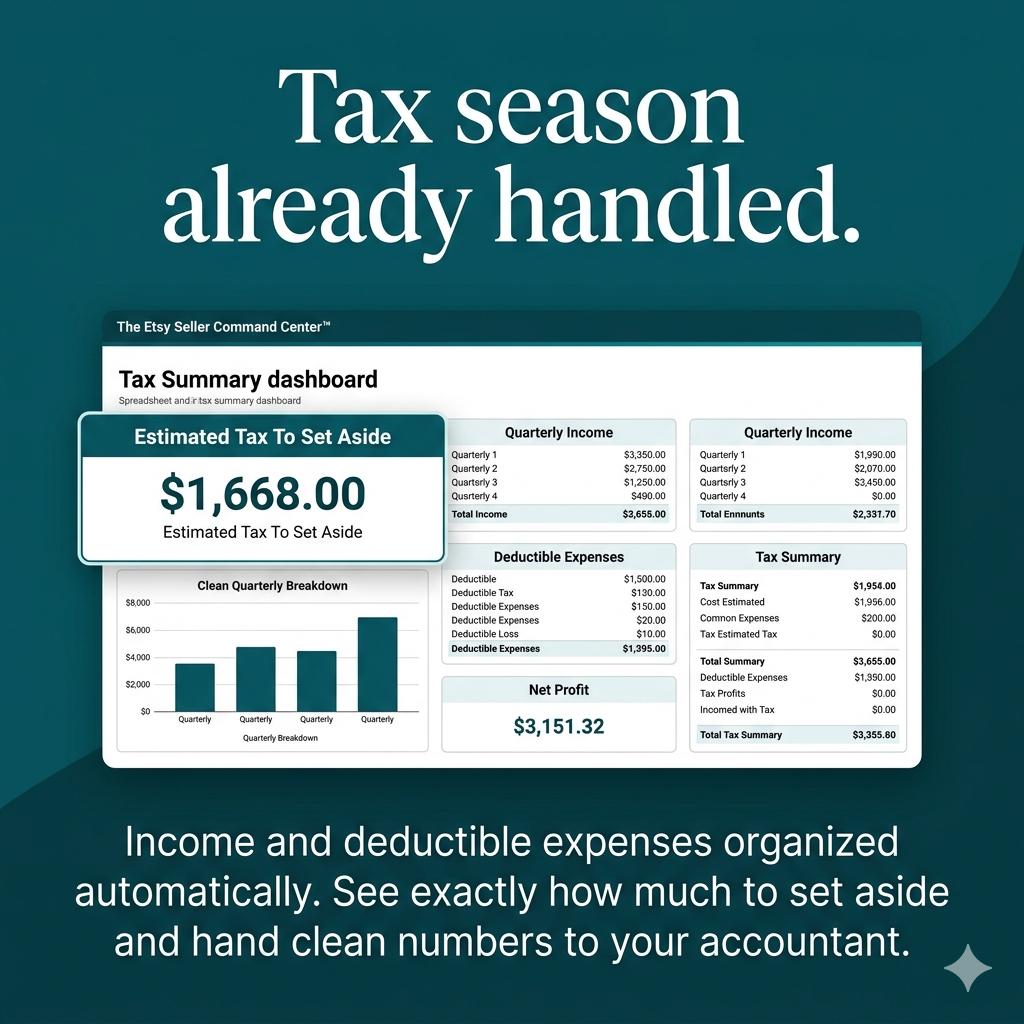 Etsy Bookkeeping Spreadsheet Profit Tracker Sales Tax Dashboard for Etsy Sellers Small Business Income Expense Tracker Google Sheets Excel - PokeTradingShop