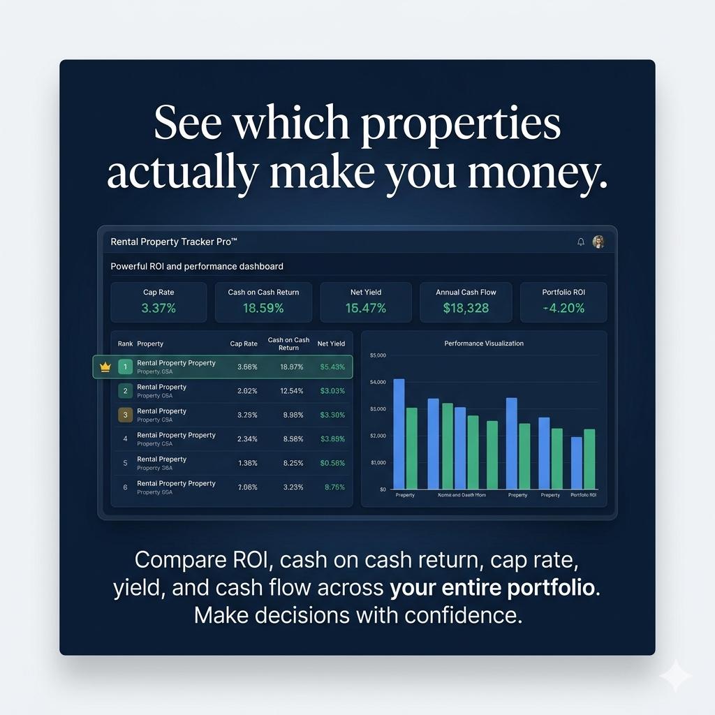 Rental Property Tracker Spreadsheet Landlord Income and Expense Cash Flow and ROI Dashboard for Real Estate Investors Google Sheets Excel - PokeTradingShop
