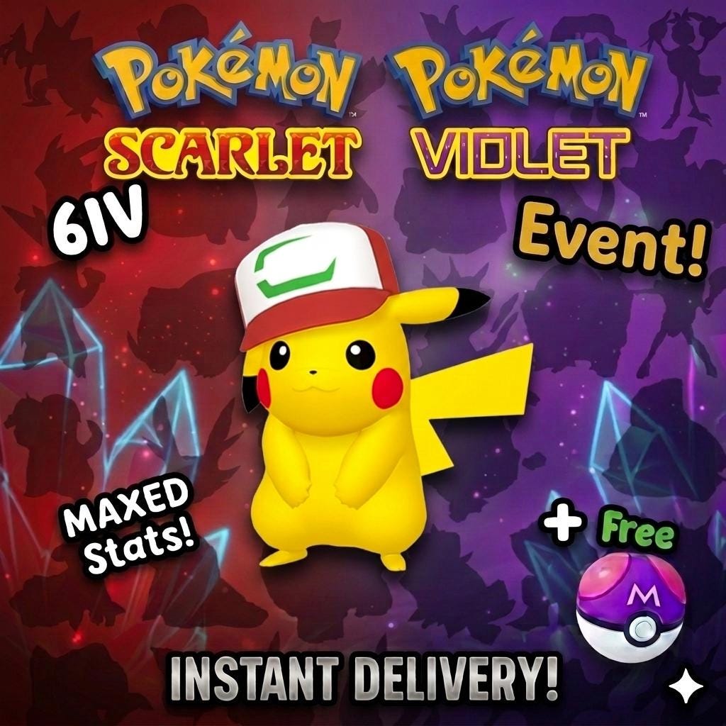 ASH PIKACHU EVENT Partner Cap Pokémon Scarlet Violet 6IV Competitive Battle Ready