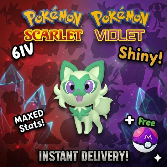 Shiny SPRIGATITO Pokémon Scarlet Violet 6IV Competitive Battle Ready
