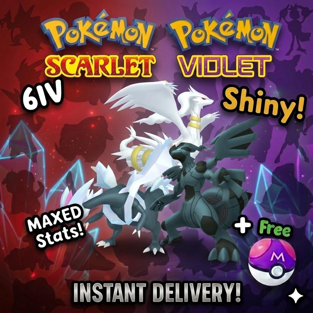 Shiny Zekrom Reshiram Kyurem Bundle 6IV Battle Ready Scarlet Violet