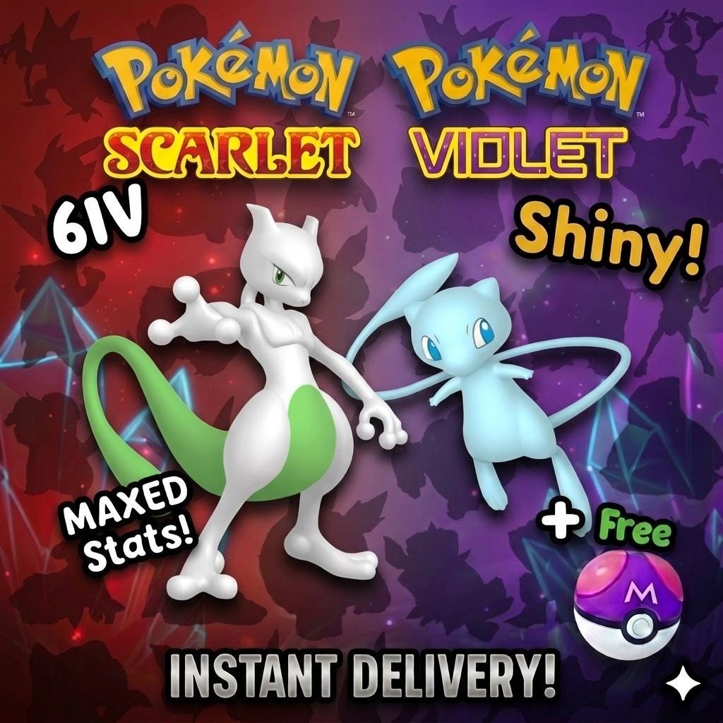 SHINY Mewtwo, Mew Bundle Pack 6IV EV Pokémon Scarlet and Violet 6IV Pokemon Free Shiny Switch 2
