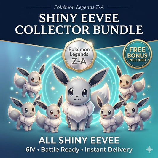 Pokemon ZA Eevee Bundle Pack Shiny 6IV Pokémon Legends ZA 6IV Competitive Battle Ready Any Held