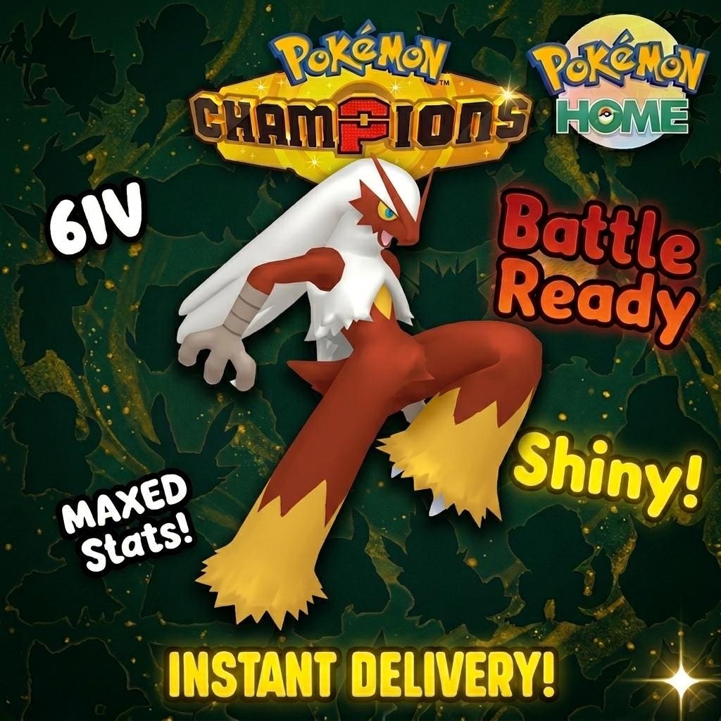 Shiny Blaziken Pokémon Champions 6IV Competitive Battle Ready - PokeTradingShop