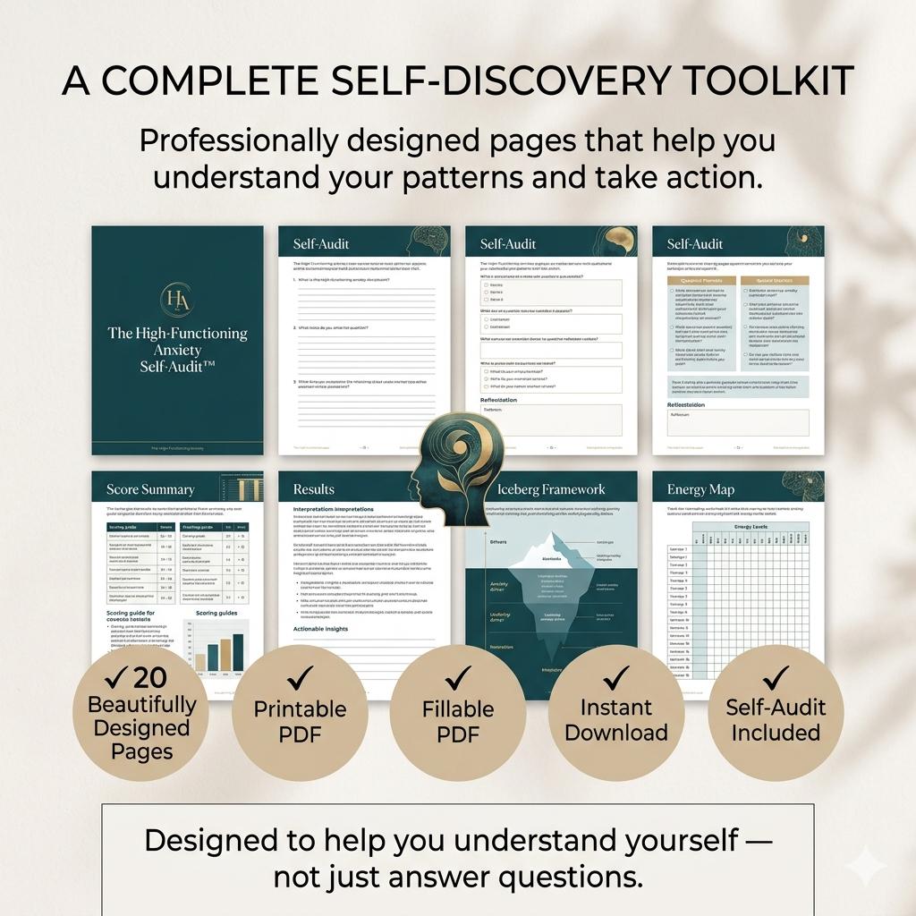High Functioning Anxiety Workbook Self Audit Overthinking People Pleasing Boundaries PDF - PokeTradingShop