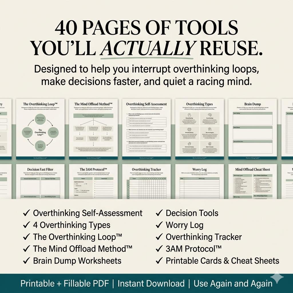 Overthinking Toolkit, Stop Overthinking Workbook Anxiety Relief PDF Racing Mind & Rumination Tools Calm Your Mind Brain Dump Worry Journal - PokeTradingShop