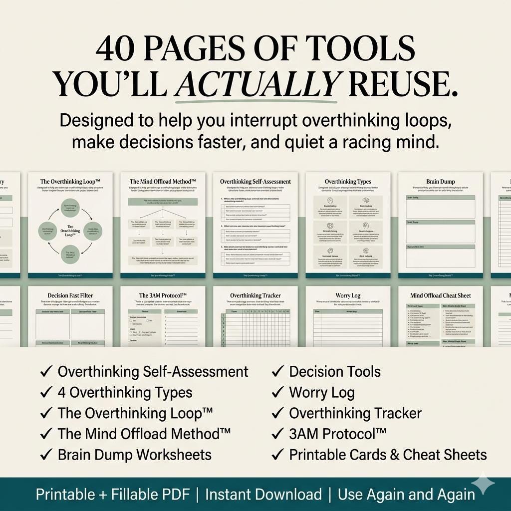 Overthinking Toolkit, Stop Overthinking Workbook Anxiety Relief PDF Racing Mind & Rumination Tools Calm Your Mind Brain Dump Worry Journal - Image 6