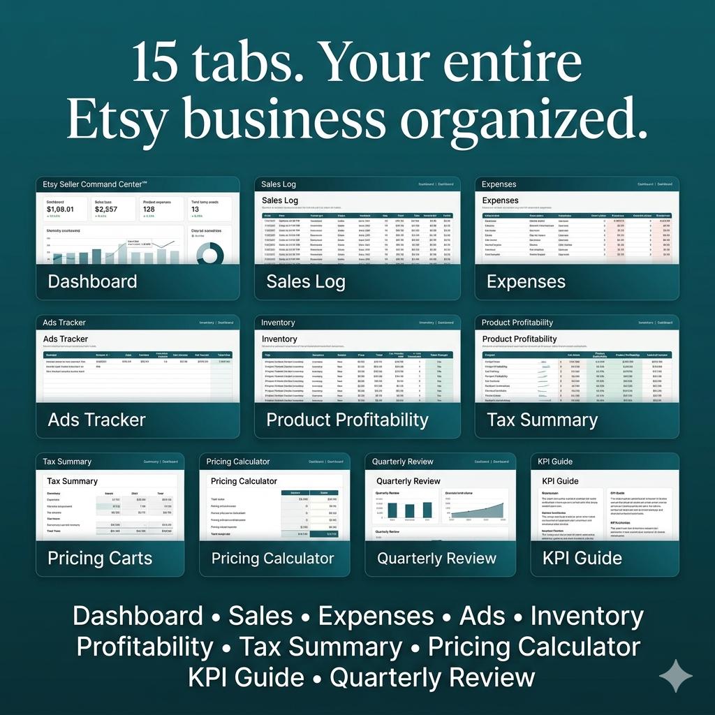 Etsy Bookkeeping Spreadsheet Profit Tracker Sales Tax Dashboard for Etsy Sellers Small Business Income Expense Tracker Google Sheets Excel - PokeTradingShop