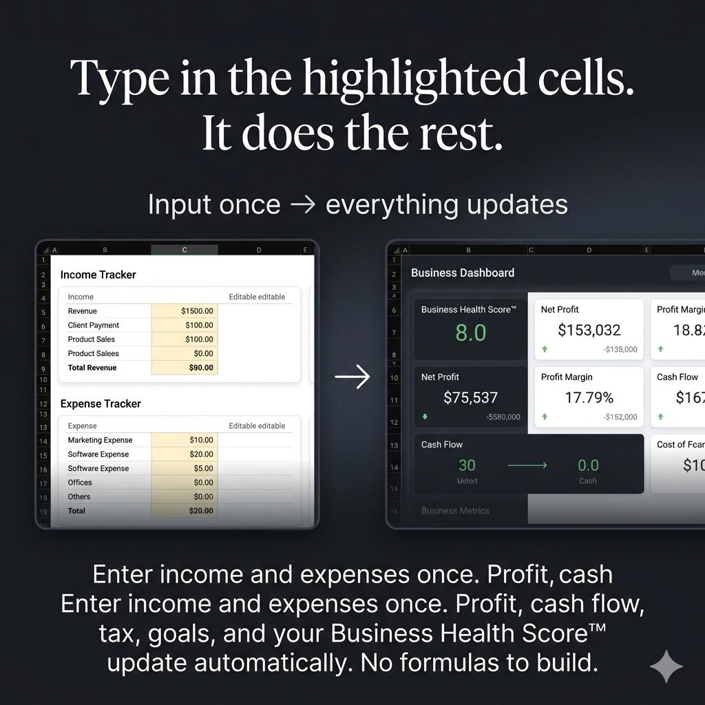 Small Business Spreadsheet Profit and Expense Tracker with Bookkeeping Dashboard Cash Flow for Freelancers Self Employed Google Sheets Excel - PokeTradingShop