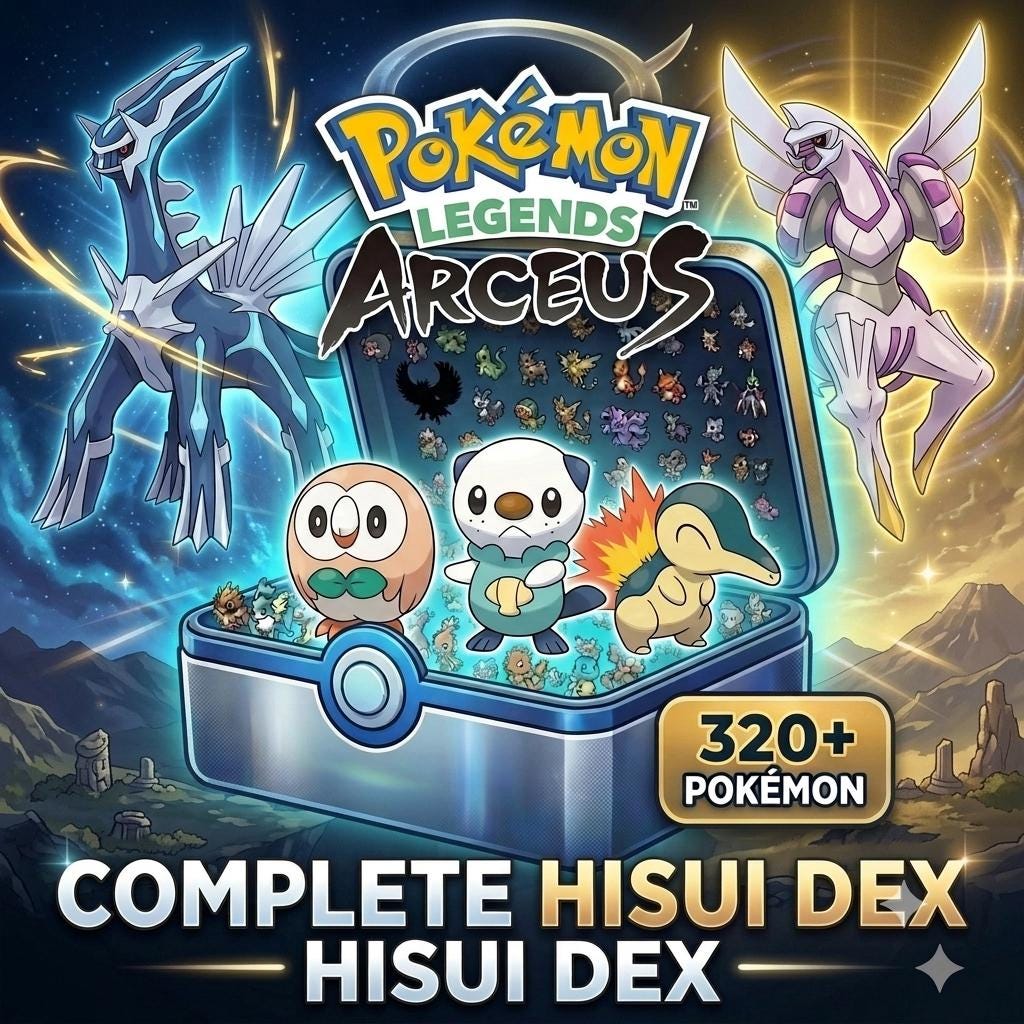 Complete Legends Arceus Pokedex 320 Pokémon Alpha Shiny Living Dex Pokémon HOME