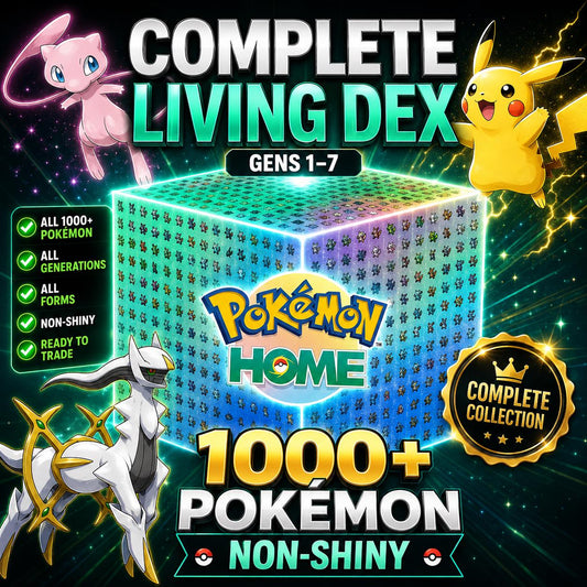 Non-Shiny Living Dex Gen 1-7 Pokemon Home, Complete Pokedex All Forms, Legendaries Mythicals