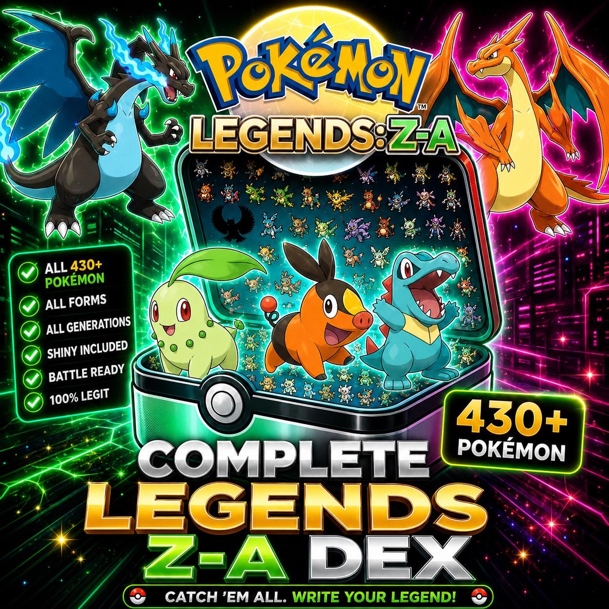 Complete Pokemon Legends Z A Living Dex All Mega Evolutions 430+ Pokemon Forms Mega Dimension DLC Finish Your Pokedex Fast - PokeTradingShop