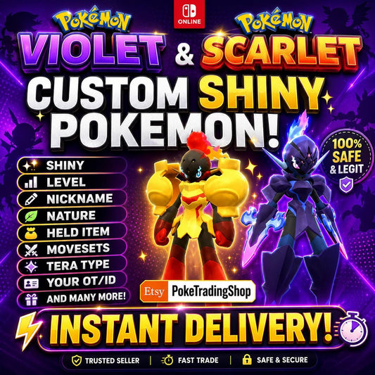 Pokémon Scarlet Violet Custom Shiny Pokémon Any Choice Battle Ready Instant Switch Trade