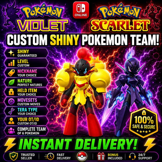 Pokemon Scarlet Violet – PKTS Custom 6IV Legendary Shiny Team (6 Pokémon) – Any Species + Fast