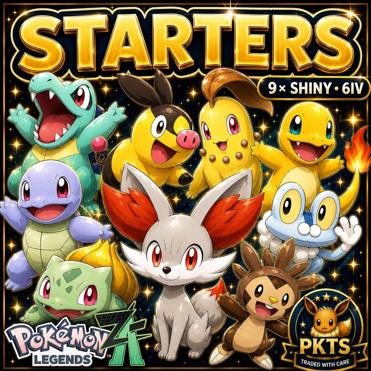 All Shiny Starters Bundle Pokemon Legends ZA, Buy 9 Shiny Starter Pokemon, 6IV Battle Ready, Kanto Kalos Starter Trio, Pokemon Trade