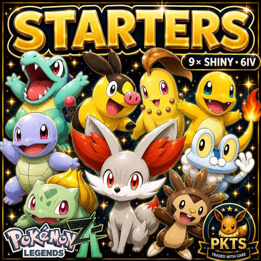 All Shiny Starters Bundle Pokemon Legends ZA, Buy 9 Shiny Starter Pokemon, 6IV Battle Ready, Kanto Kalos Starter Trio, Pokemon Trade