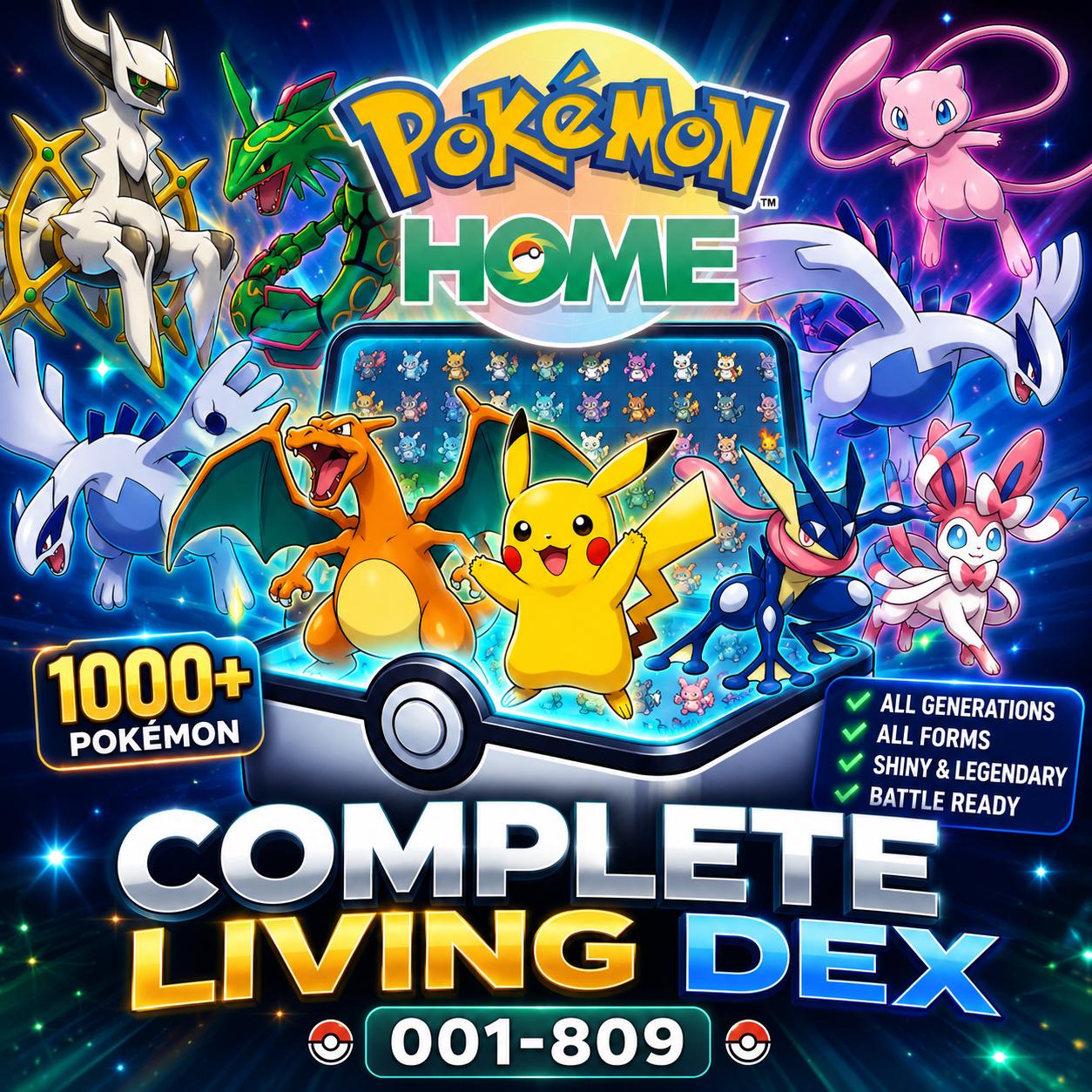 Complete Pokemon HOME Shiny Living Dex Gen 1 to 7 Finish Your Pokedex Fast Every Form Legendary Mythical Collection - PokeTradingShop