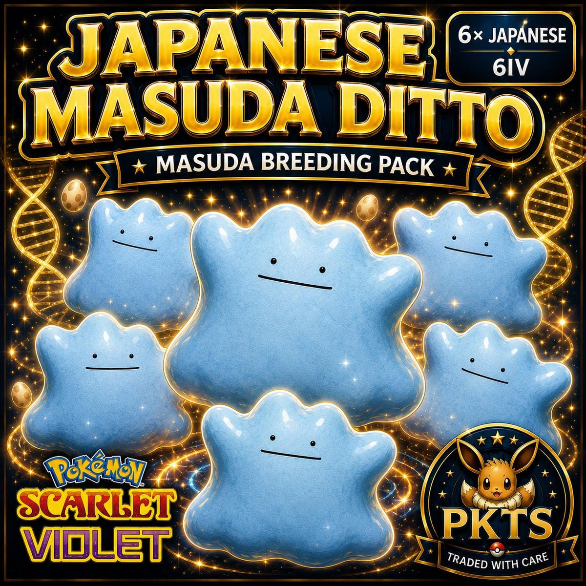 Shiny Japanese Ditto 6IV Pokemon Scarlet and Violet, Buy 6 Masuda Method Breeding Ditto, All Natures Available, Pokemon Trade