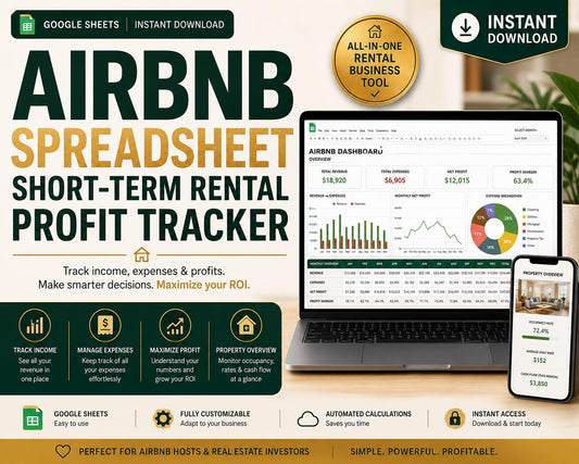 Airbnb Spreadsheet Short Term Rental Tracker Income Expense Profit Dashboard for Airbnb Hosts VRBO Hosts Google Sheets Excel - PokeTradingShop