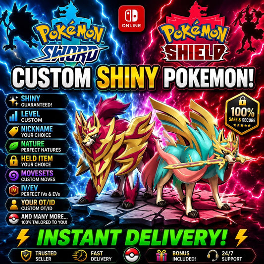 CUSTOM SHINY POKEMON Sword Shield Pokopia Ready Any Species Battle Ready 6IV Custom Ot Trainer