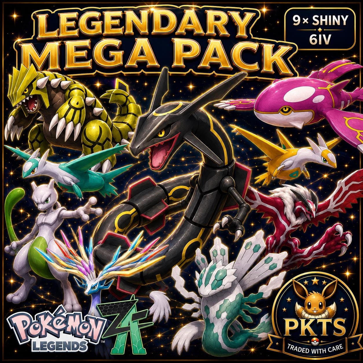 Shiny Legendary Bundle Pokemon Legends ZA, Buy 9 Shiny Legendaries 6IV, Rayquaza Mewtwo Kyogre Groudon, Legendary Pokemon Trade