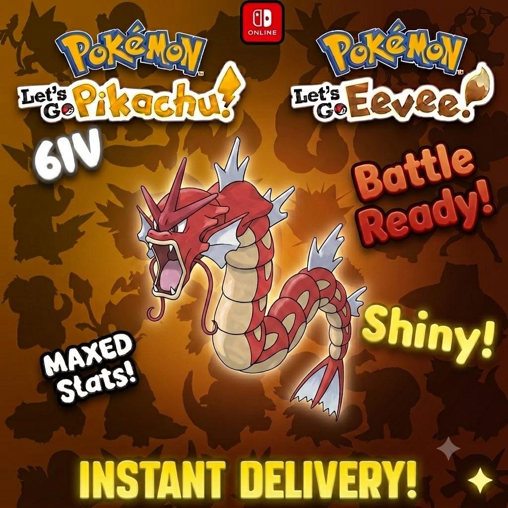 SHINY 6IV Gyarados Pokémon Lets Go Pikachu Eevee 6IV Competitive Battle Ready