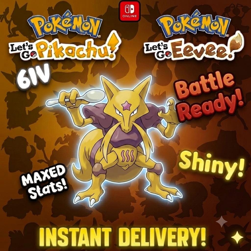 Shiny KADABRA Pokémon Lets Go Pikachu Eevee 6IV Competitive Battle Ready