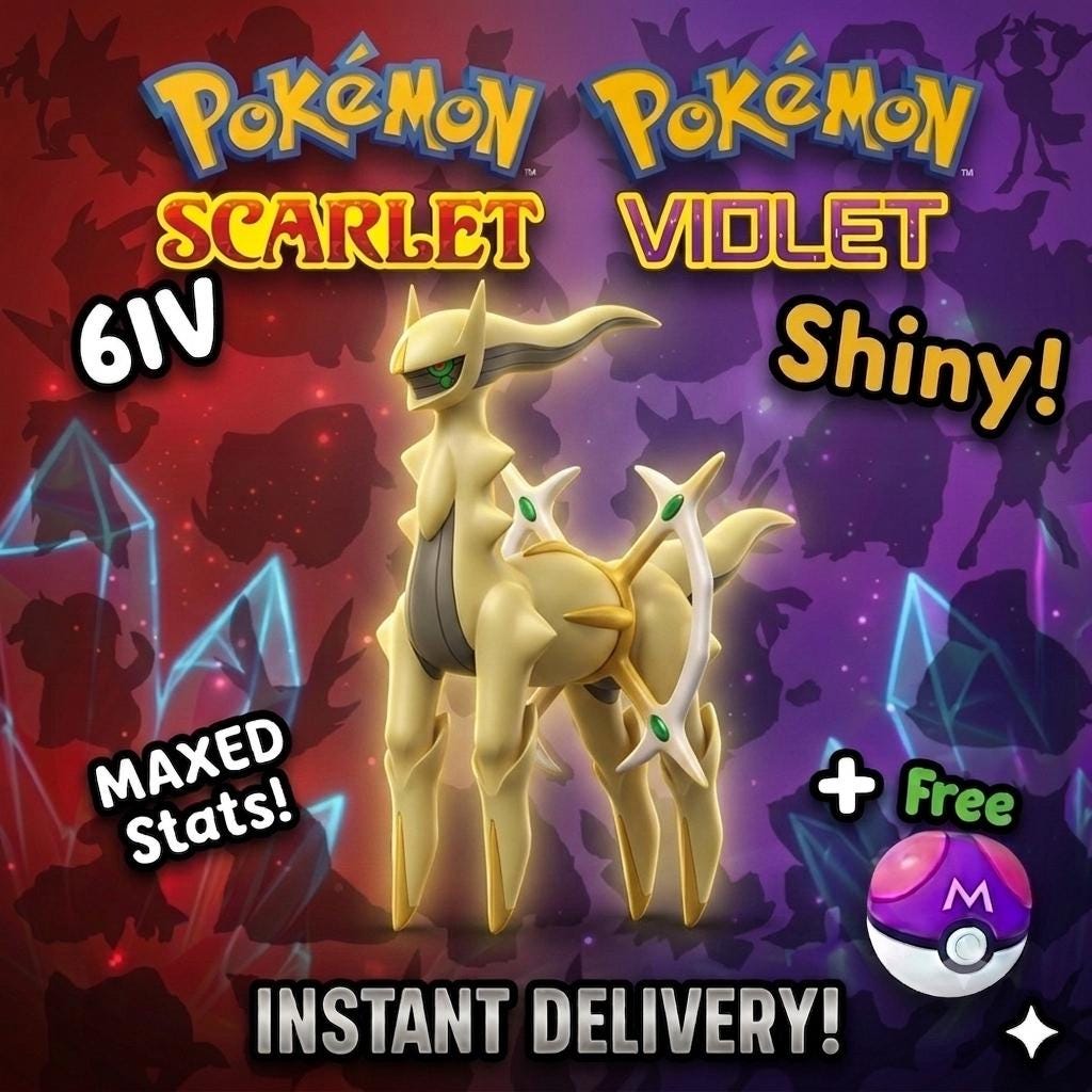 Event SHINY 6IV ARCEUS Pokémon Scarlet and Violet 6IV Pokemon Mythical Pokemon Competitive Battle Ready Free Shiny