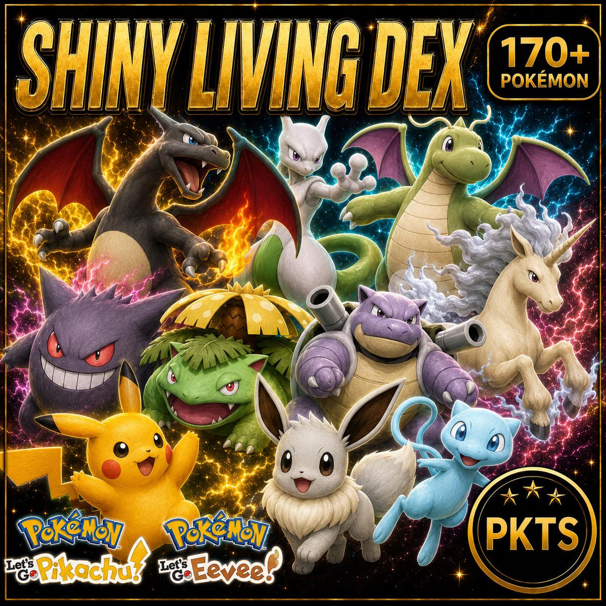 Complete Pokemon Lets Go Pikachu Eevee Living Dex All Alolan Forms Mega Evolutions 170+ Pokemon