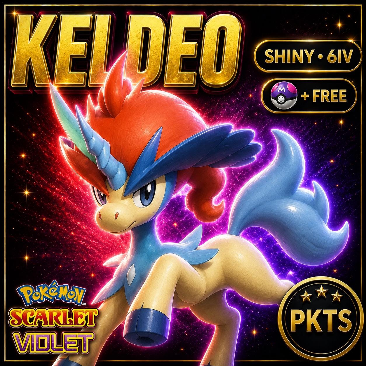 Shiny 6IV Keldeo HOME Event Switch 2 Scarlet Violet Pokémon Battle Ready Free Bonus Shiny Fast Delivery