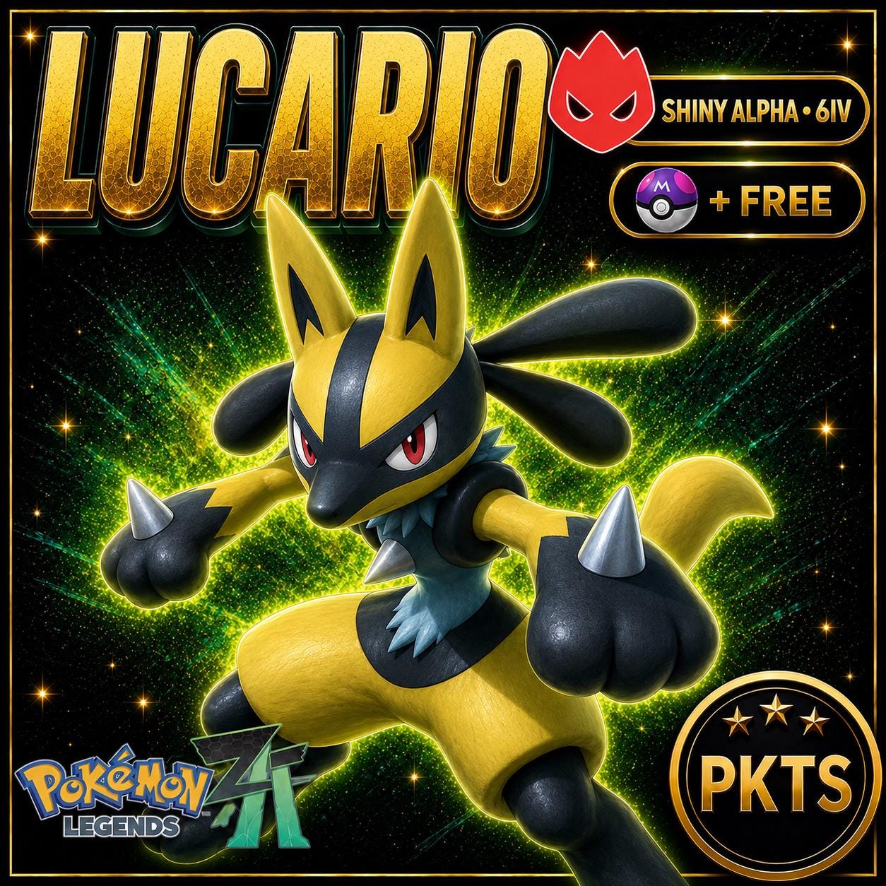 THE ULTIMATE GIFT Shiny Alpha Lucario 6IV Battle Ready Legends Za Prep