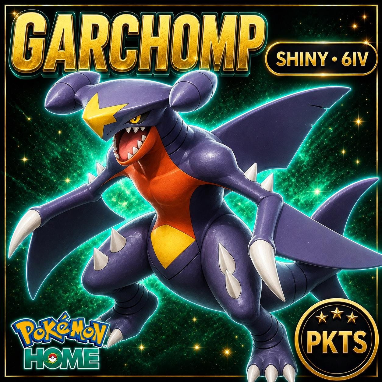 Shiny Garchomp Pokémon HOME 6IV Competitive Battle Ready