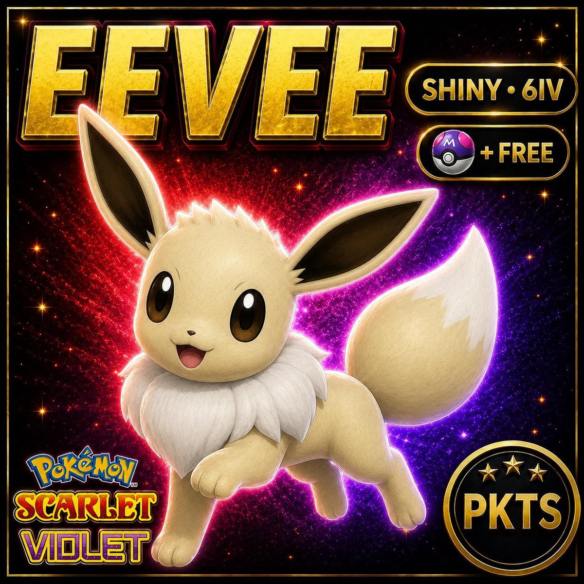 Shiny EEVEE Pokémon Scarlet Violet 6IV Competitive Battle Ready