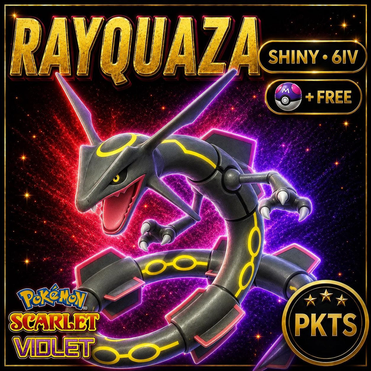 Shiny RAYQUAZA Pokémon Scarlet Violet 6IV Competitive Battle Ready