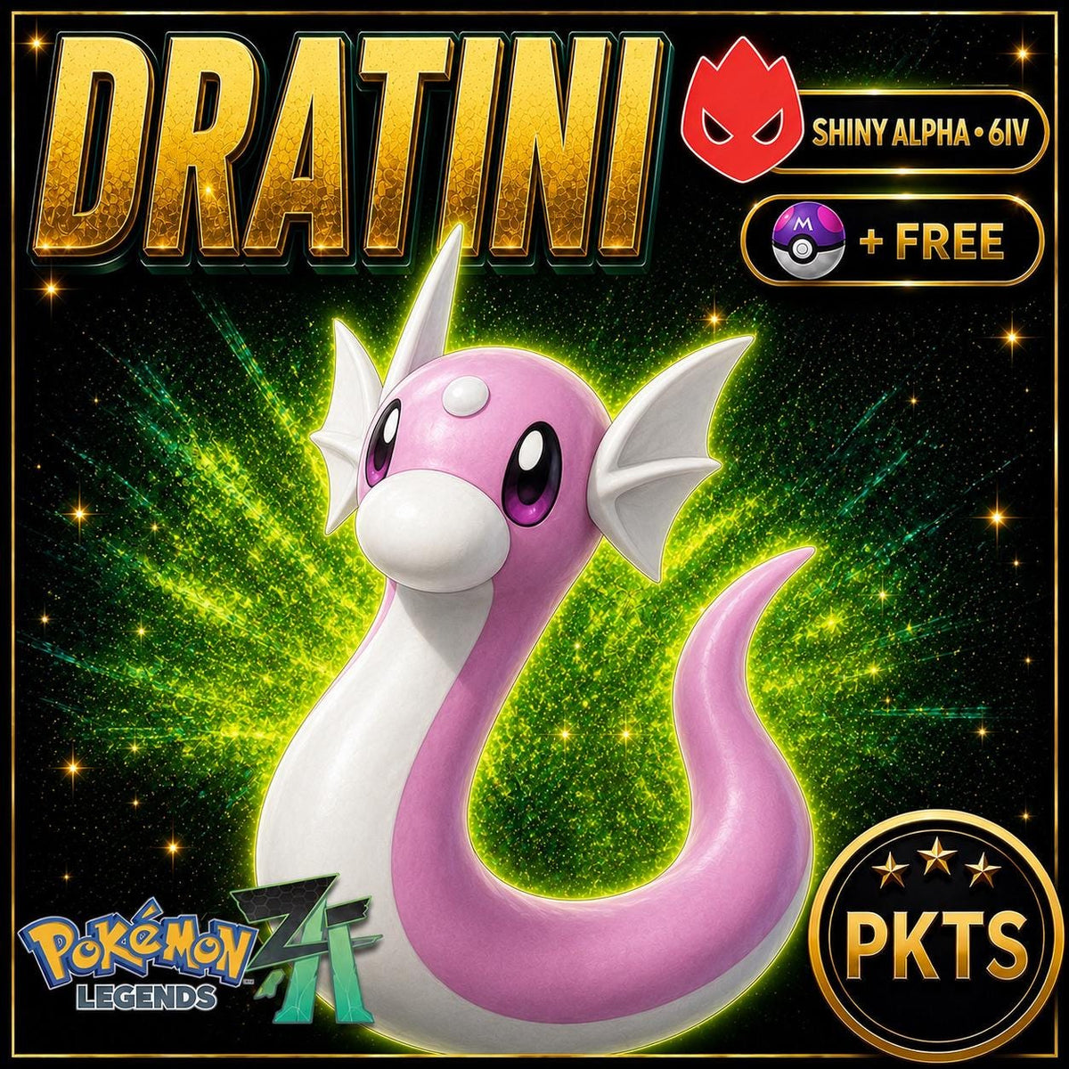Pokemon Za Lvl 5 Adamant SHINY ALPHA 6IV Dratini Pokémon Legends ZA 6IV Competitive Battle