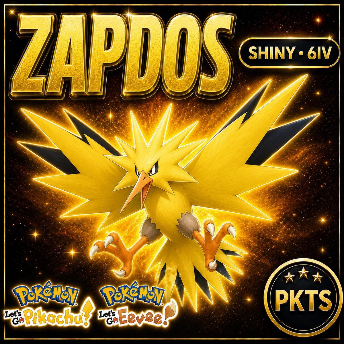 SHINY 6IV Zapdos Pokémon Lets Go Pikachu Eevee 6IV Competitive Battle Ready
