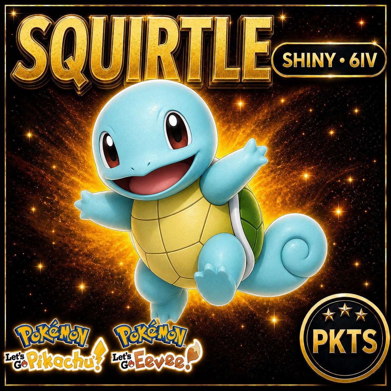 Shiny Squirtle Lets Go Pikachu Eevee 6IV Competitive Battle Ready