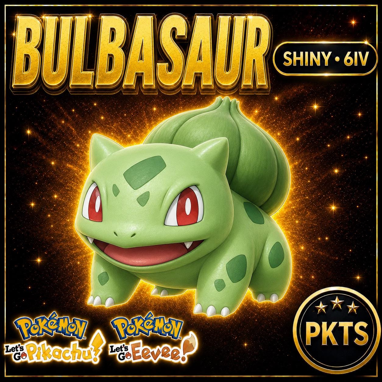 Shiny BULBASAUR Pokémon Lets Go Pikachu Eevee 6IV Competitive Battle Ready