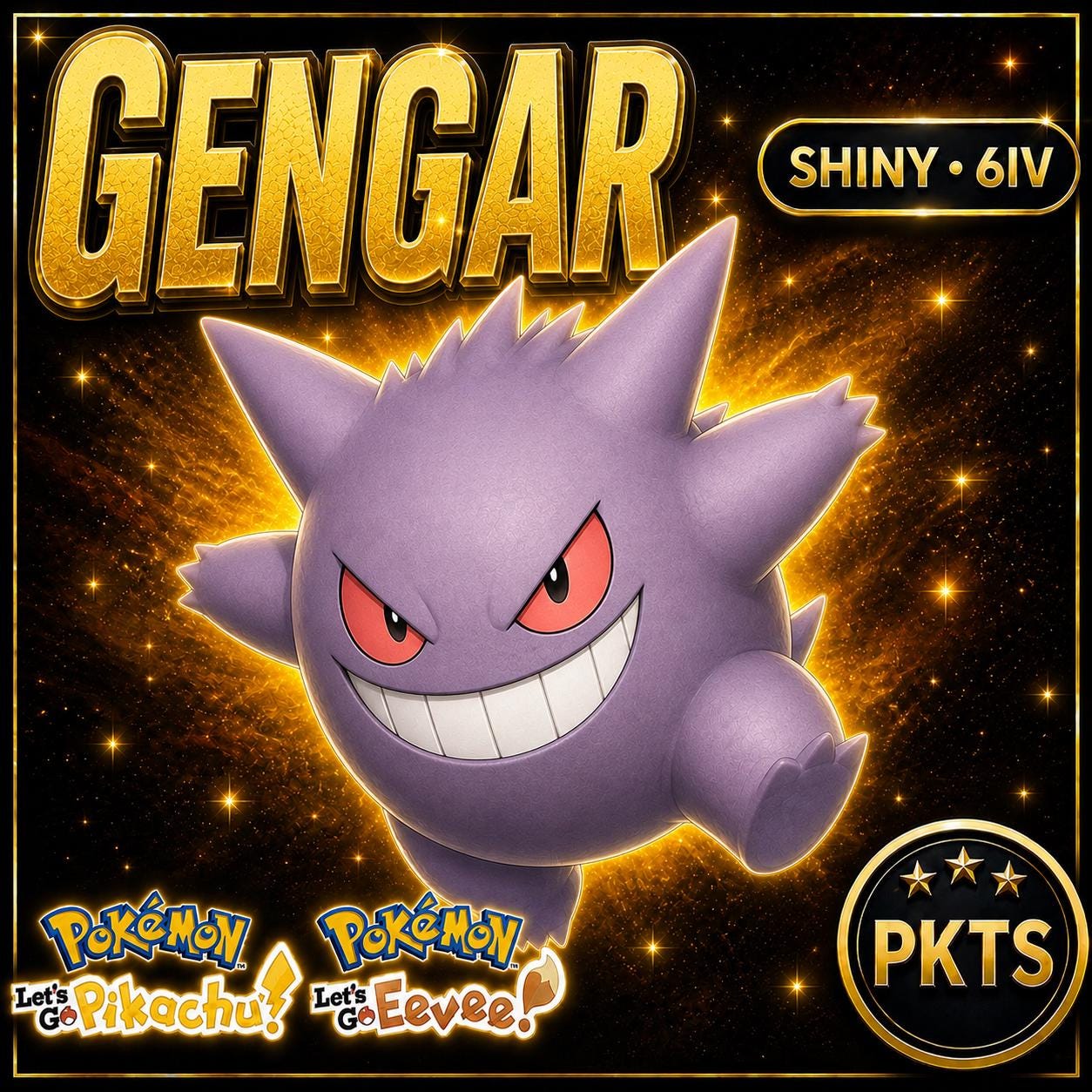 SHINY 6IV Gengar Pokémon Lets Go Pikachu Eevee 6IV Competitive Battle Ready