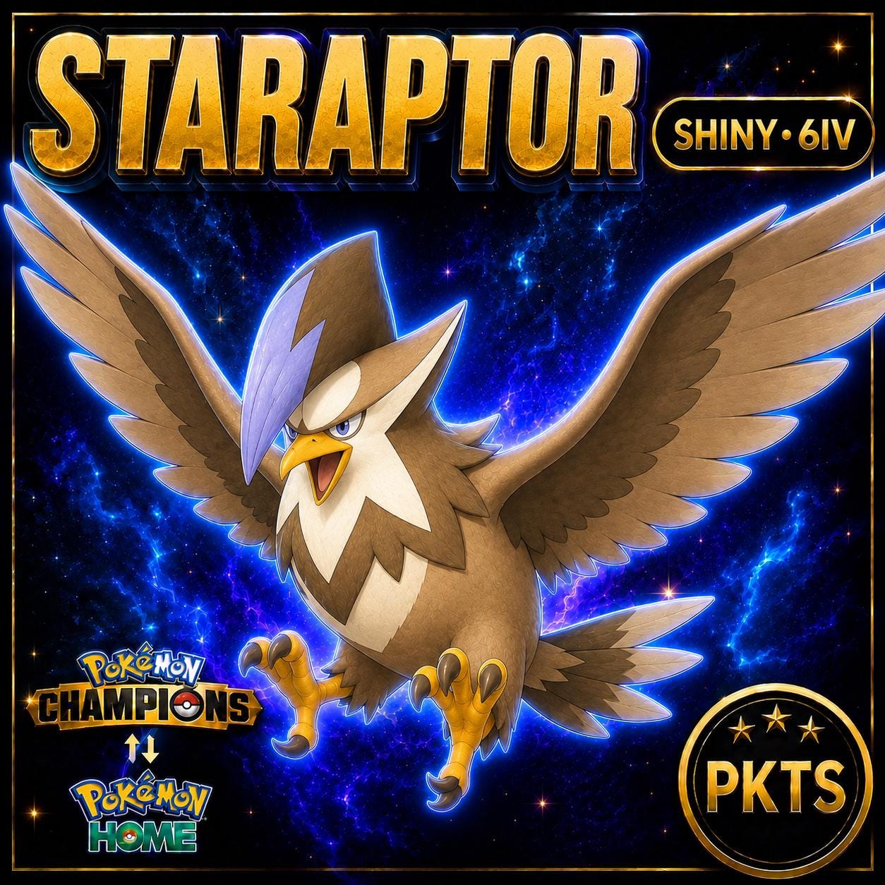 Shiny Staraptor Pokémon Champions 6IV Competitive Battle Ready