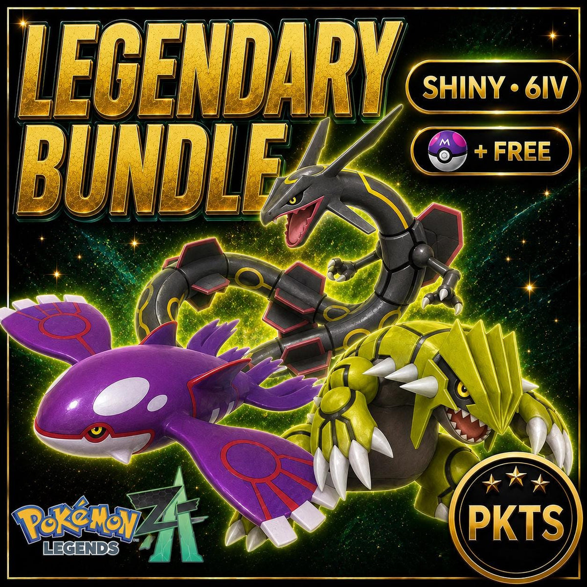 Pokemon ZA Shiny Weather Legendary Trio Shiny Rayquaza Kyogre Groudon Custom Battle Ready